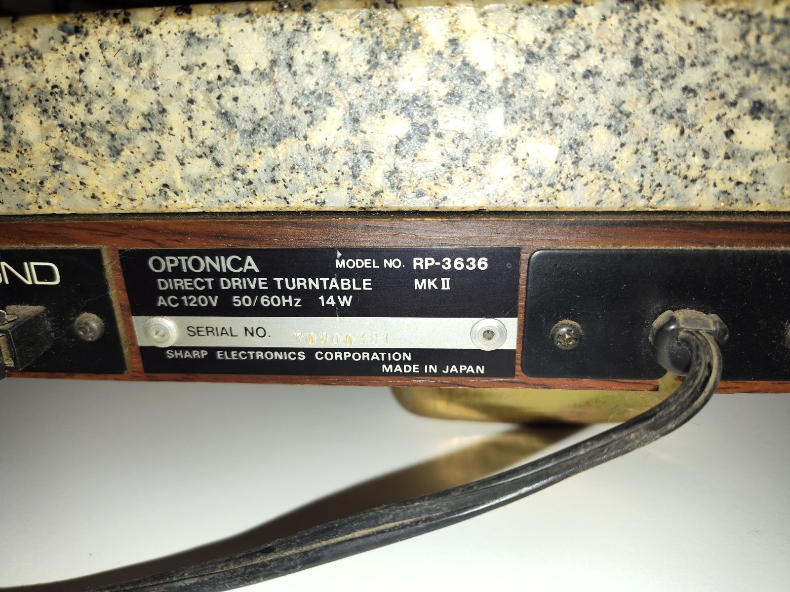 Vtg & Rare Optonica RP-3636 II Turntable Working complete