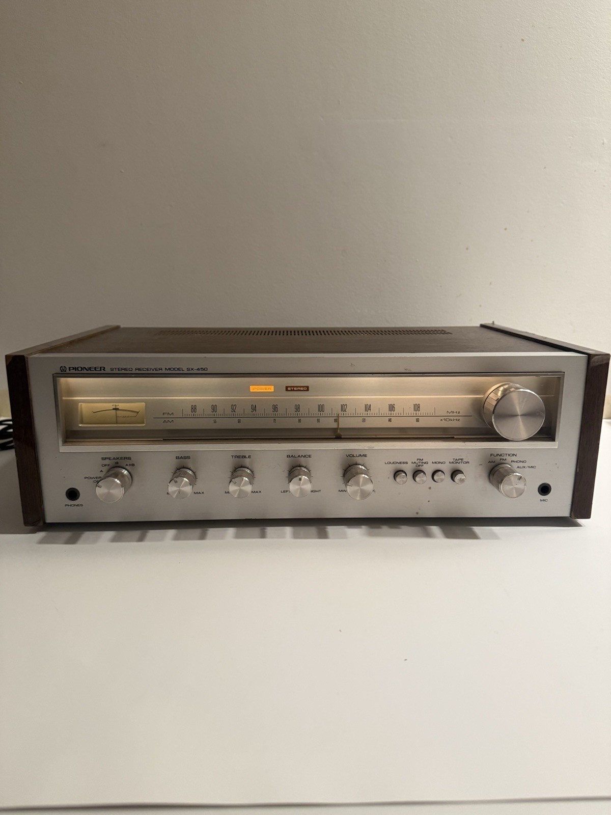 Vtg Pioneer Stereo Receiver Model SX-450 Tested & Works Great – Nice Cond