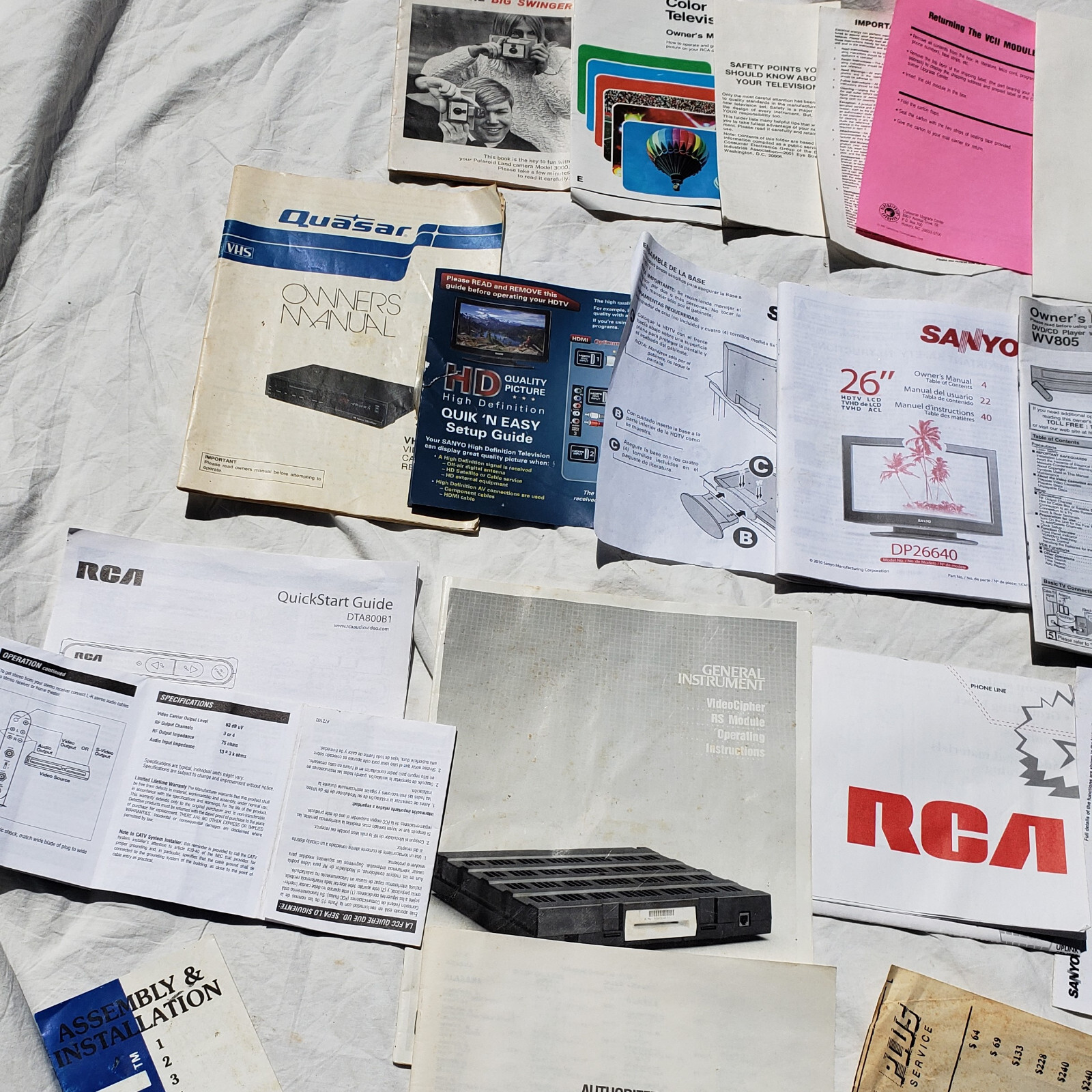 Lot of Instruction Manuals Paperwork for Various Electronics Vintage and Modern