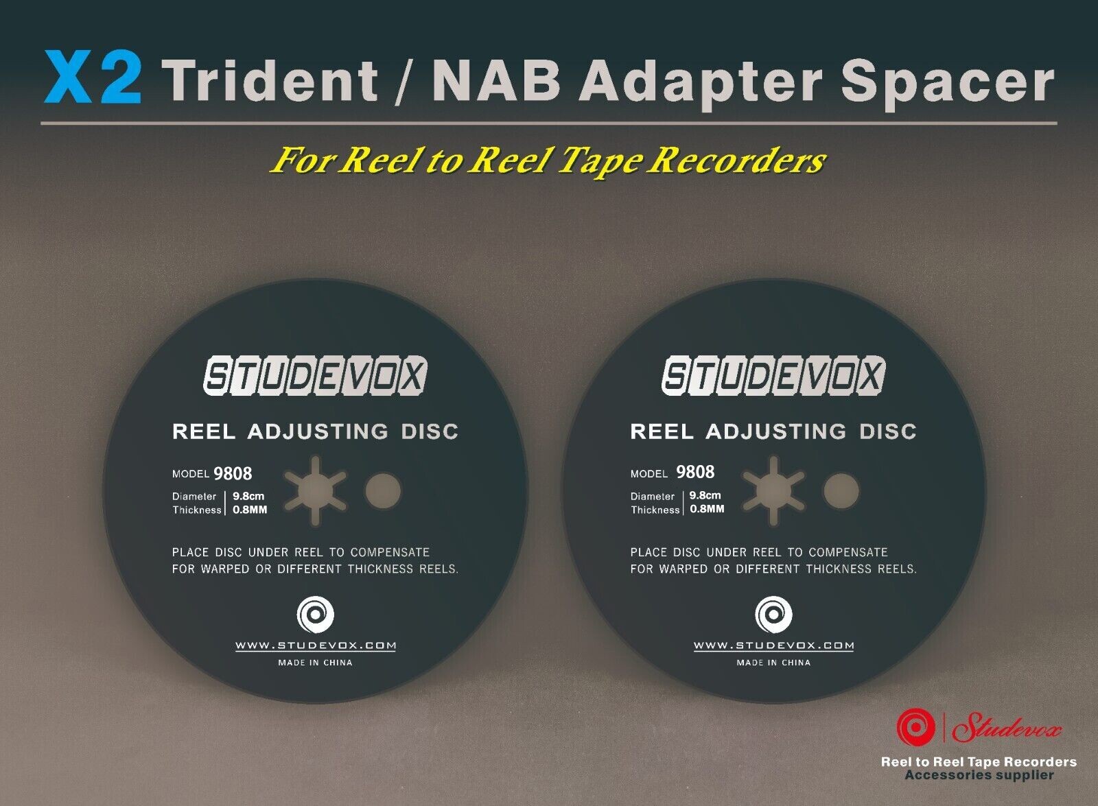 2x Trident NAB Adapter 98mm*0.8mm Spacer For Reel to Reel Tape Recorders