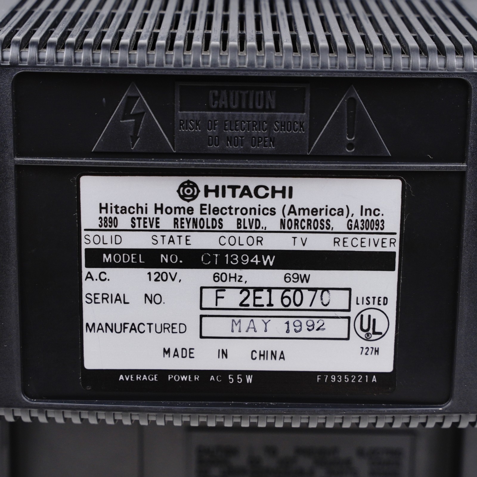 1992 Hitachi CT1394W 13″ CRT TV Wood Grain Retro Gaming w/ 2 Remotes