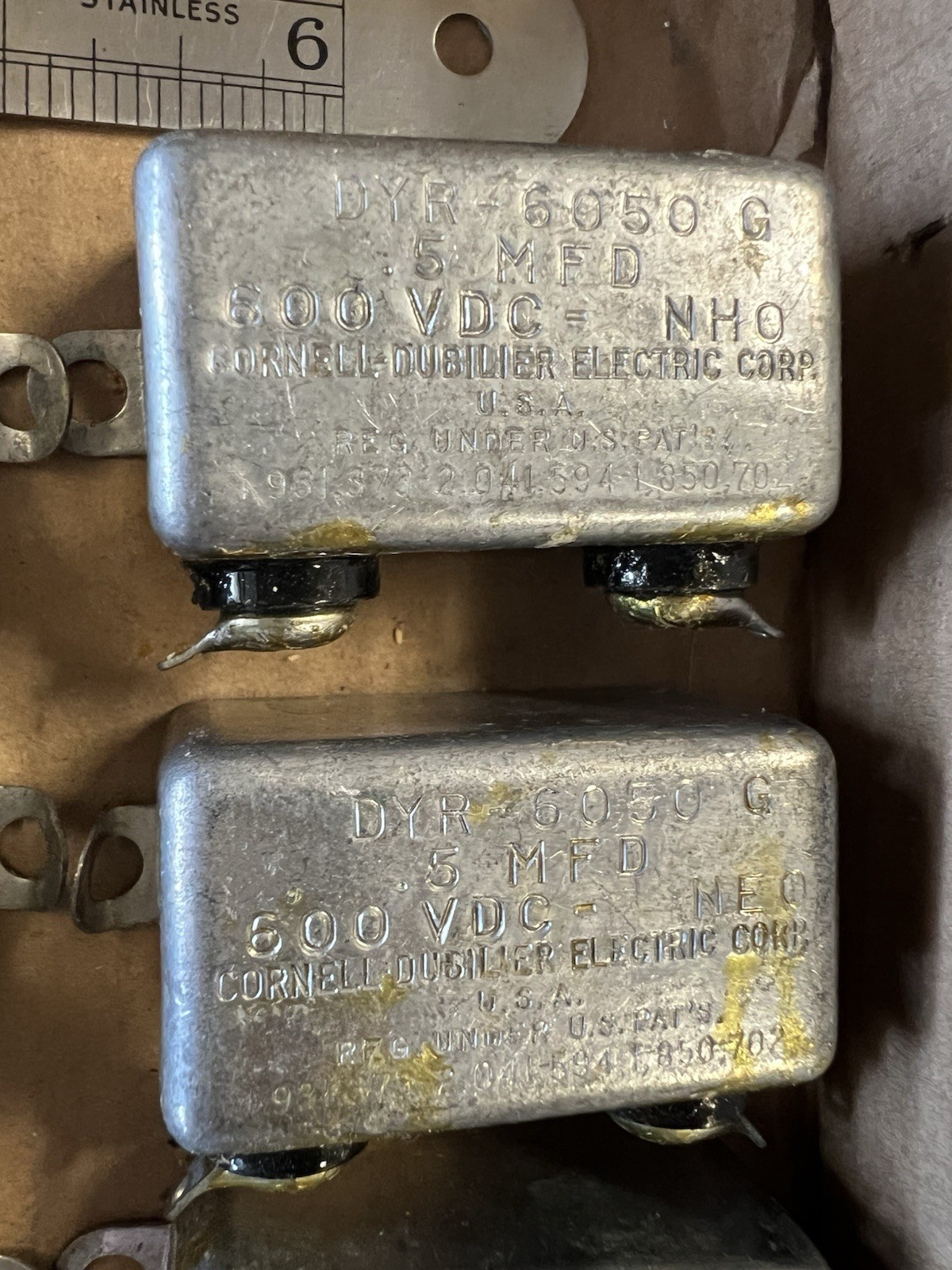 Lot Vintage Oil Capacitors Cornell Dubilier DYR6050G 0.5uF 600V Gudeman