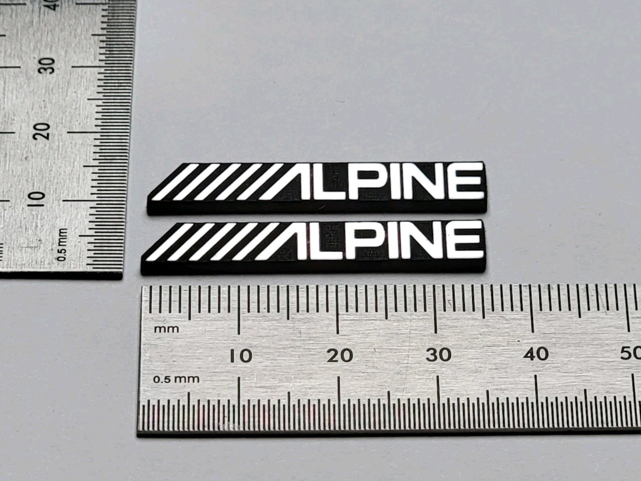 Alpine Custom Speaker Badge Logo Emblem Brushed Silver Pair