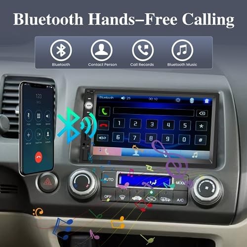 Nhopeew Double Din Bluetooth Car – 7 Inch Touch Screen Car Radio Mirror