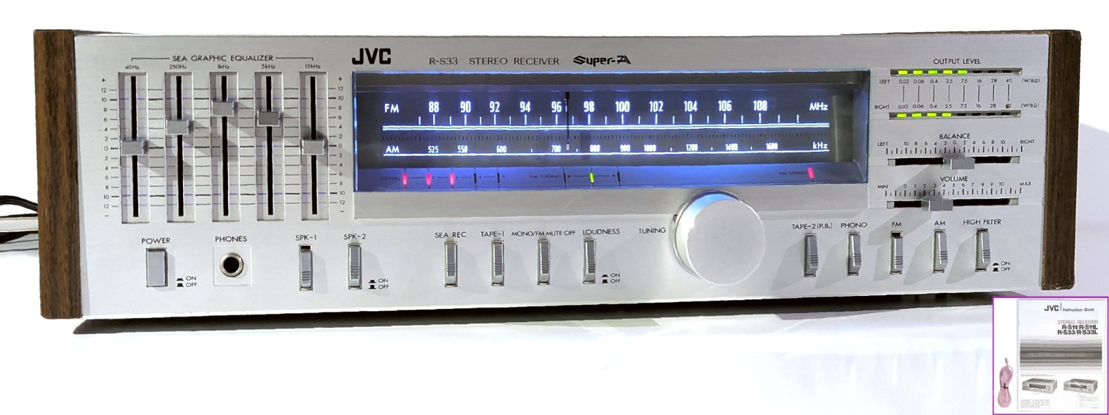 🔥【PRO SERVICE】JVC R-S33 80W Receiver w 5-Band EQ!Phono~PICK LED COLOR💥GUARANTY