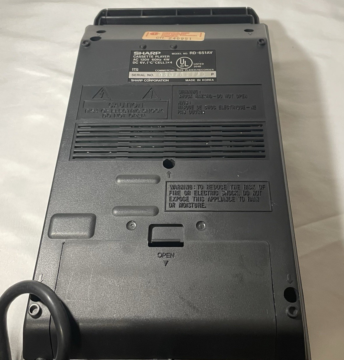 Sharp Cassette Player RD-651AV- TESTED