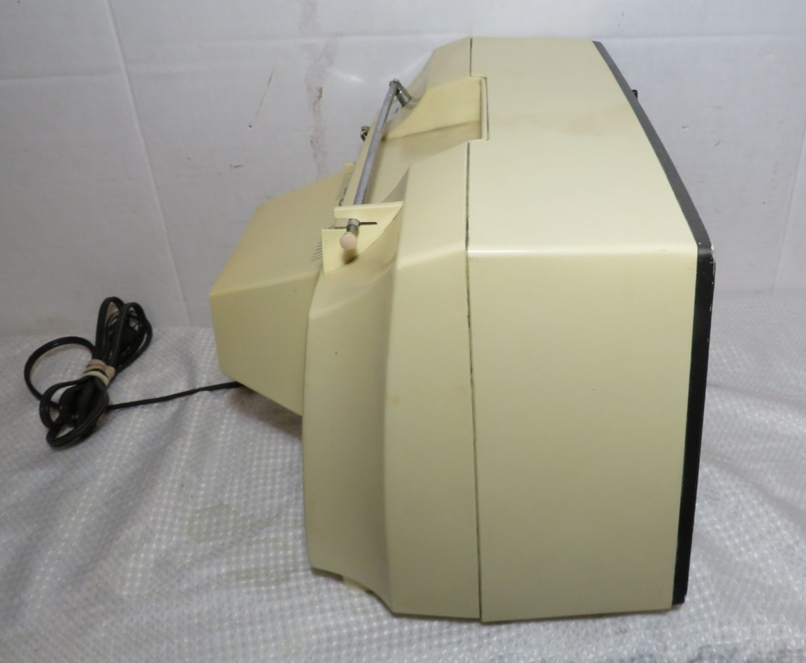 VTG 1984 Kmart KMC 12″ Portable TV CRT Television Cream KMB-1221G TESTED WORKS