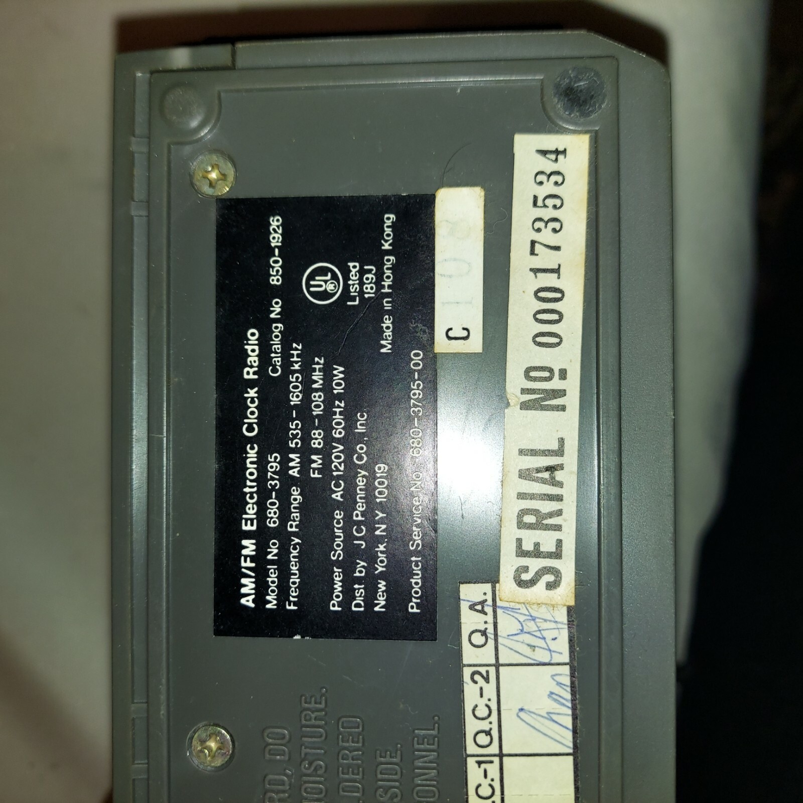 Vintage “J.C.Penney”- AM/FM Dual Alarm Clock Radio/model#680-3795