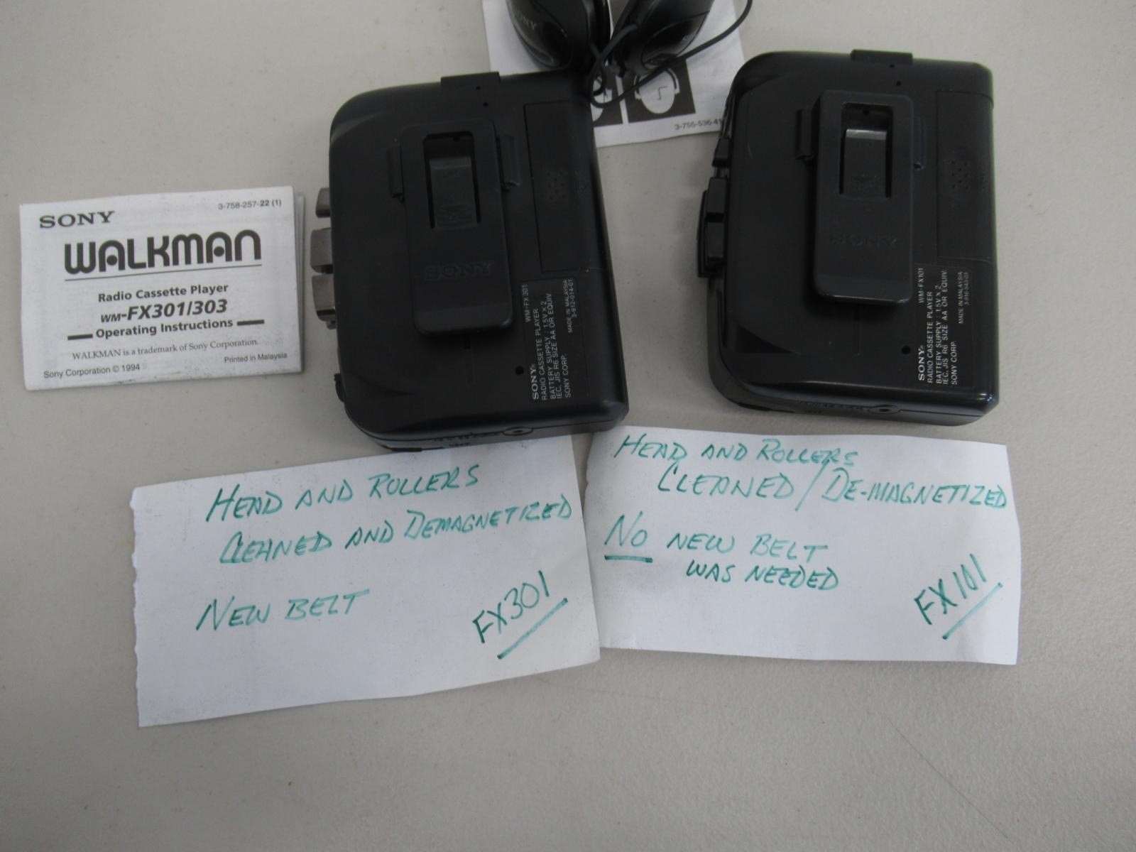 2 Vintage SONY FM/AM WALKMAN Cassette Players – FX301 & FX101 – Both Work rd