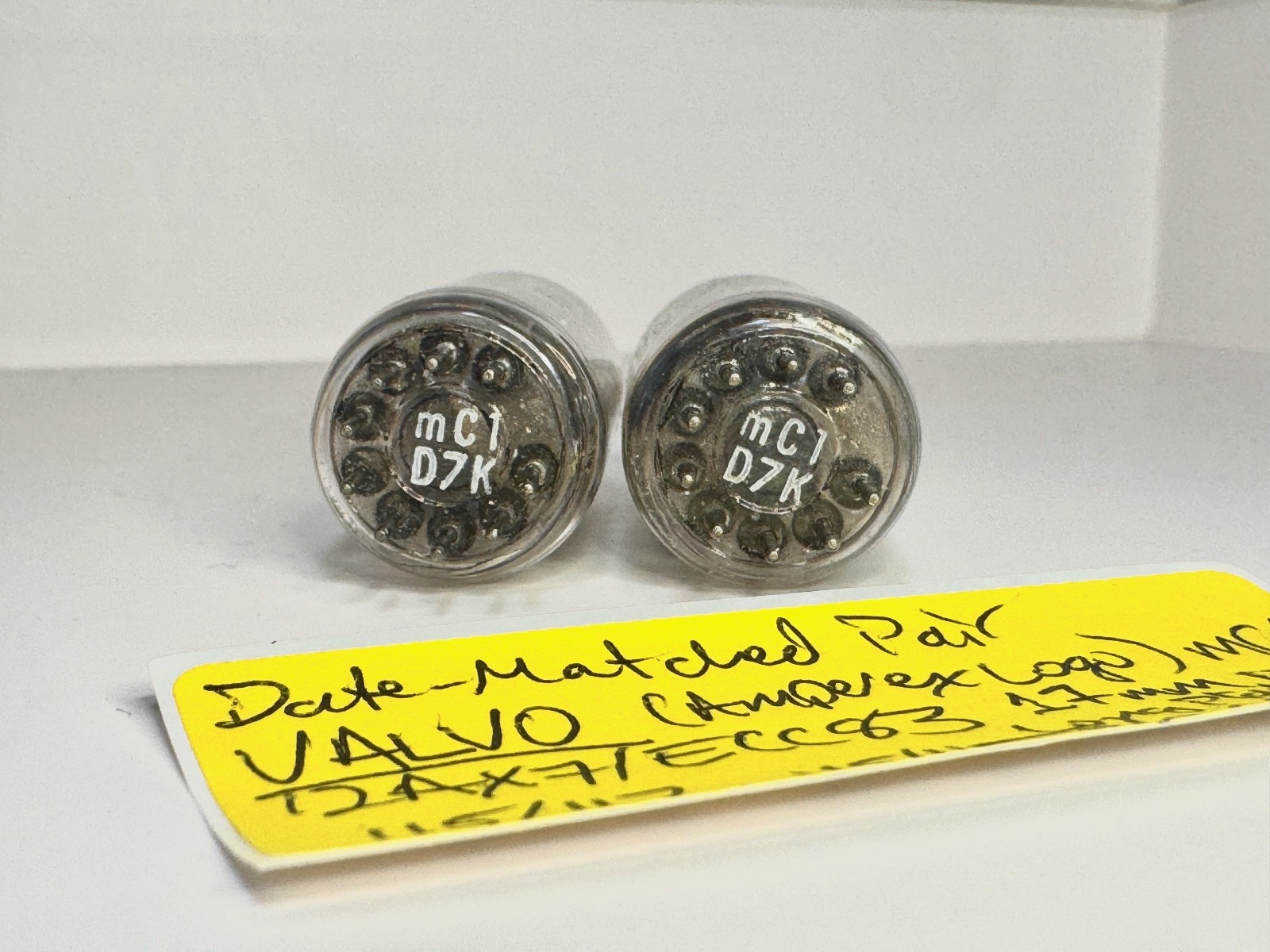 Pair Valvo (Amperex Label) 12AX7/ECC83 Long Plates 45° Getter 1957 mC1 Test@NOS+