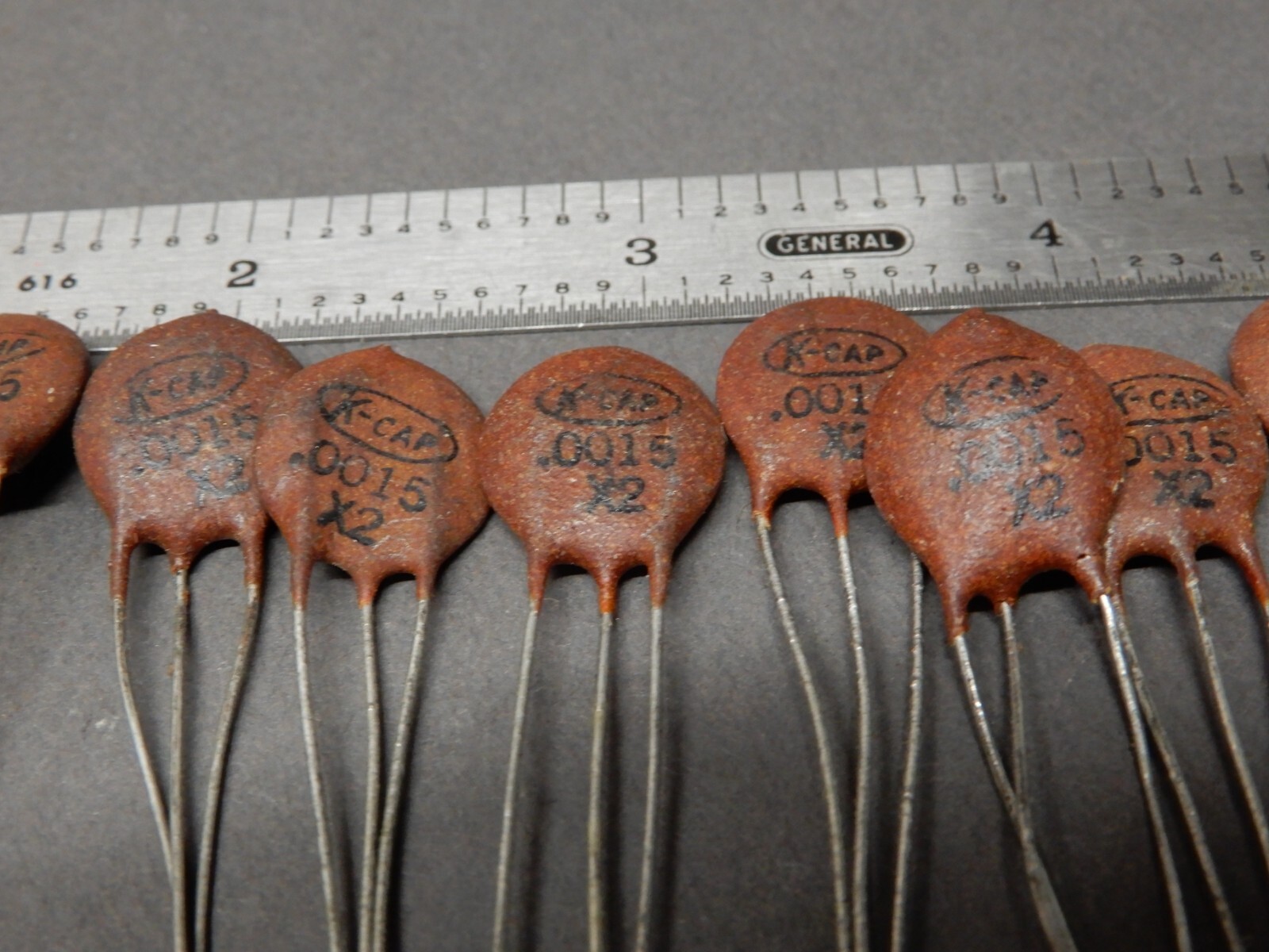 K-Cap Ceramic Disc Capacitor .0015 UF 2X Dual Unknown Voltage Qty 10 NOS
