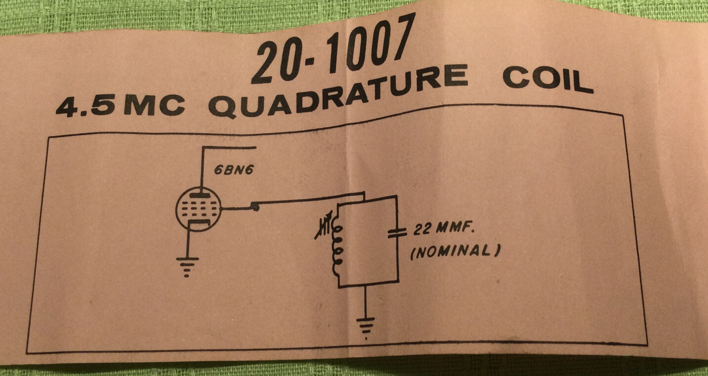 Gramer Halldorson 20-1007 4.5mc Quadrature Coil For 6BN6