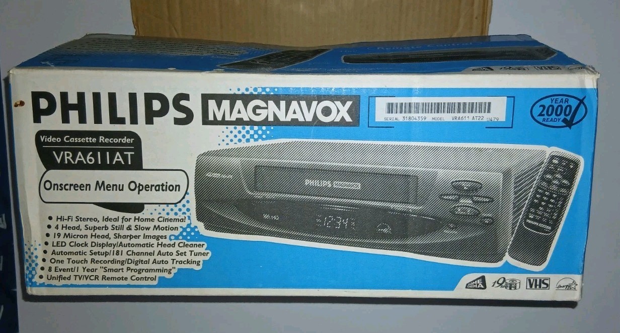 Philips Magnavox VRA611AT VHS VCR 4-Head Hi-Fi Player New In Box /Opened Box