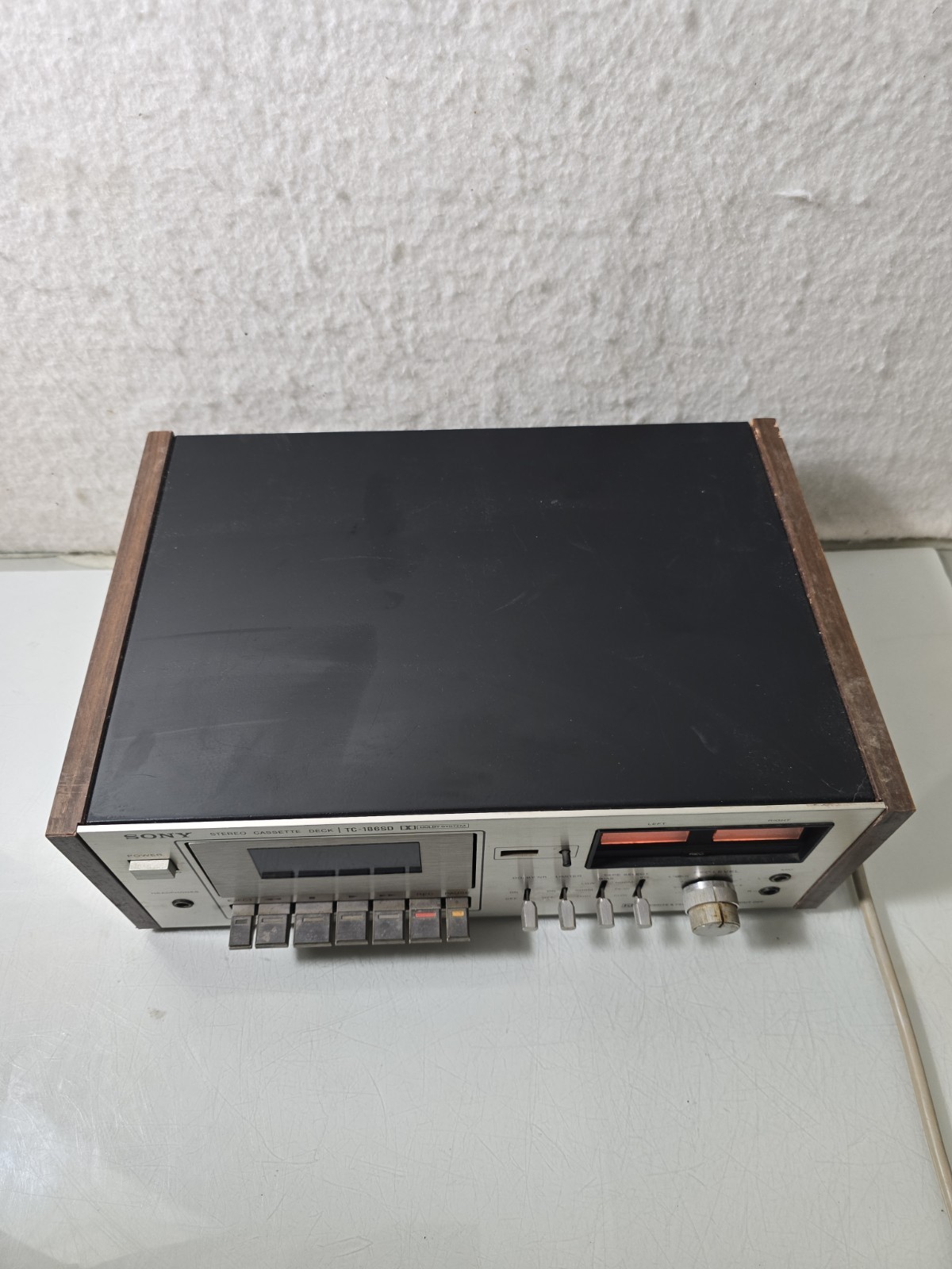 Sony TC-186SD Stereo Cassette Deck for Parts Or Repair Silver Faced Wooden Sides