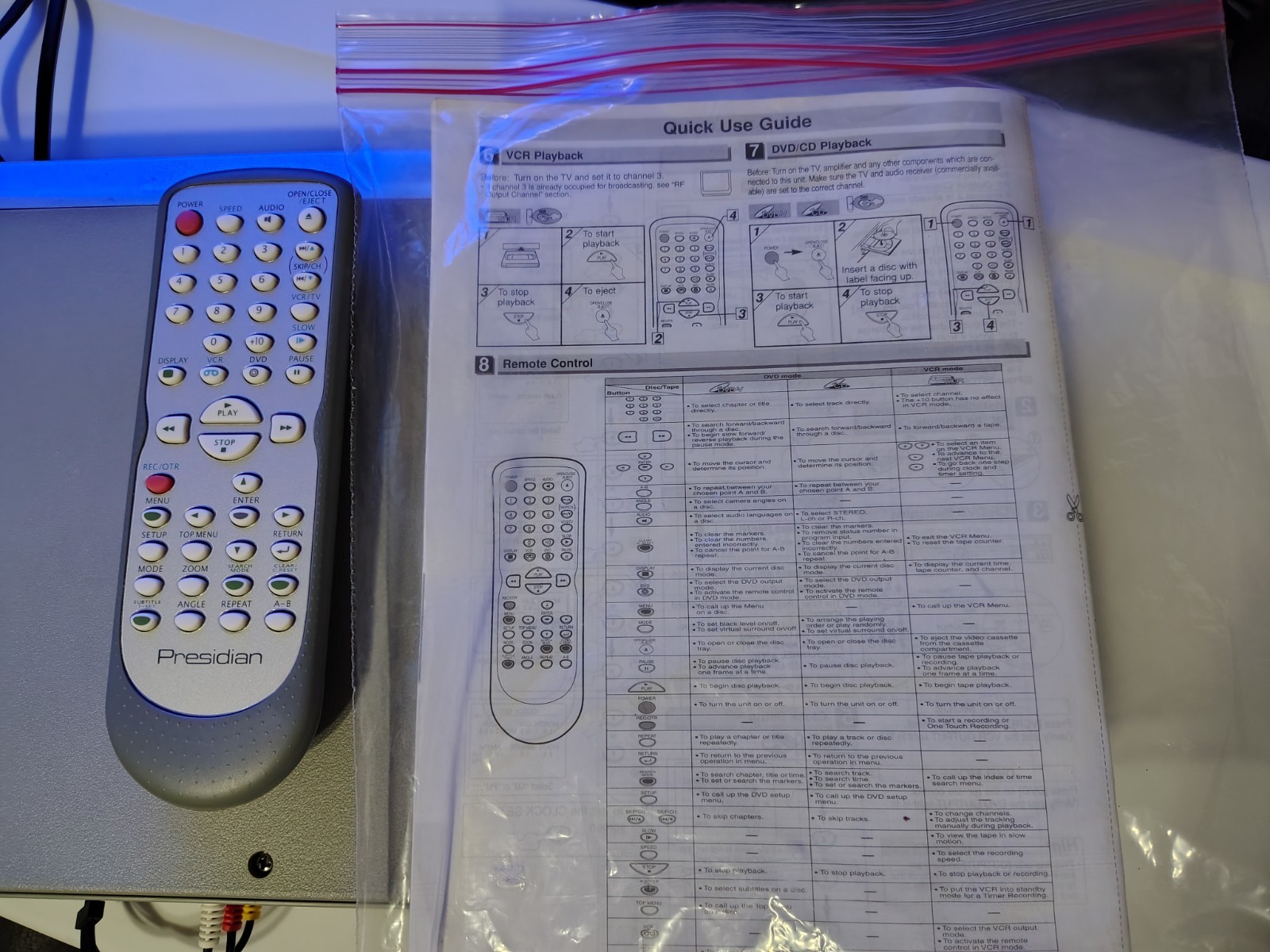Presidian PDC-3286 VHS VCR DVD Hi-Fi 4head Tested WORKING W/ REMOTE!! +extras