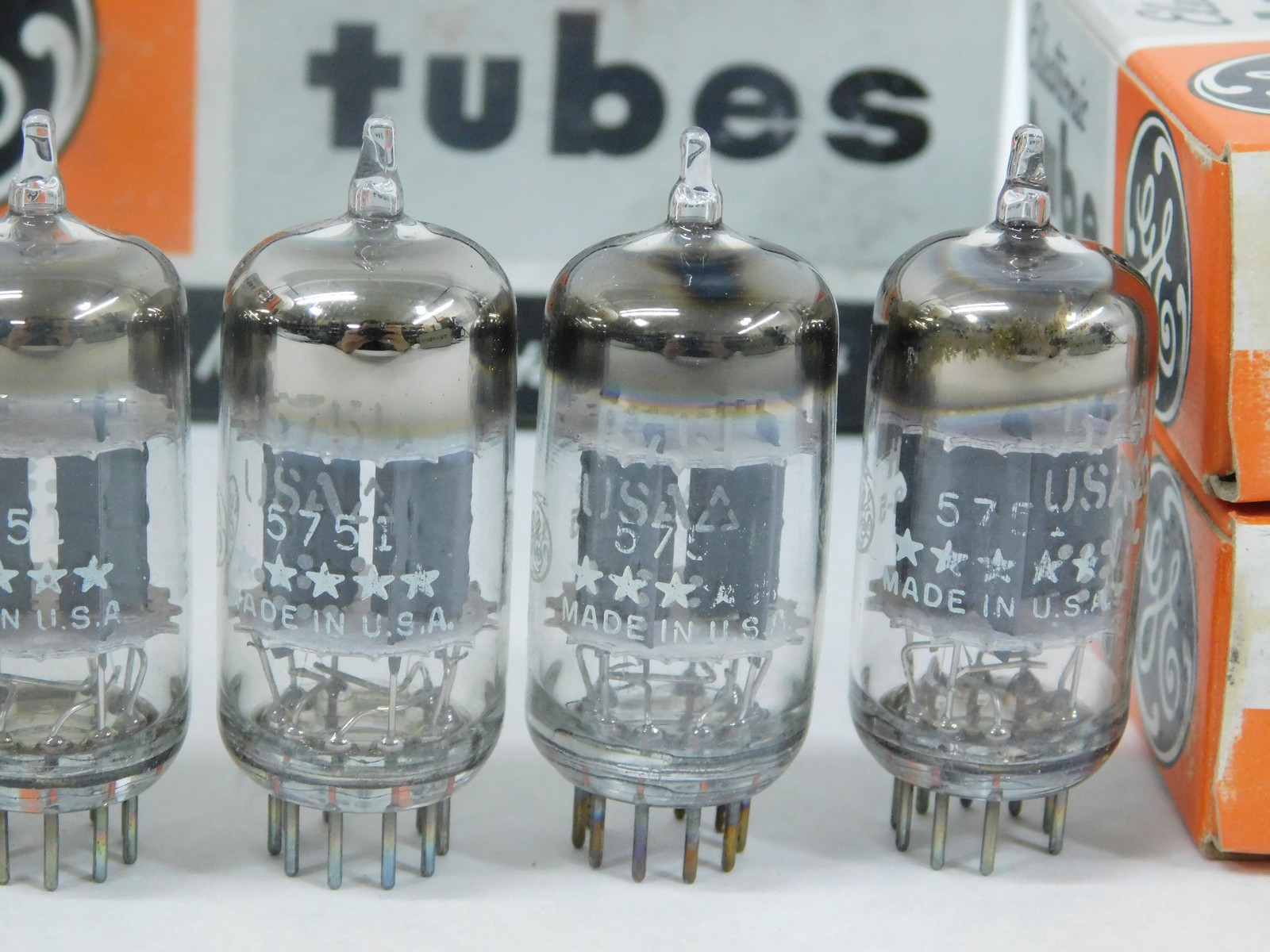 GE 5-Star 5751 Vintage Gray Plate Round Getter NOS Tube Sleeve (nicely matched)