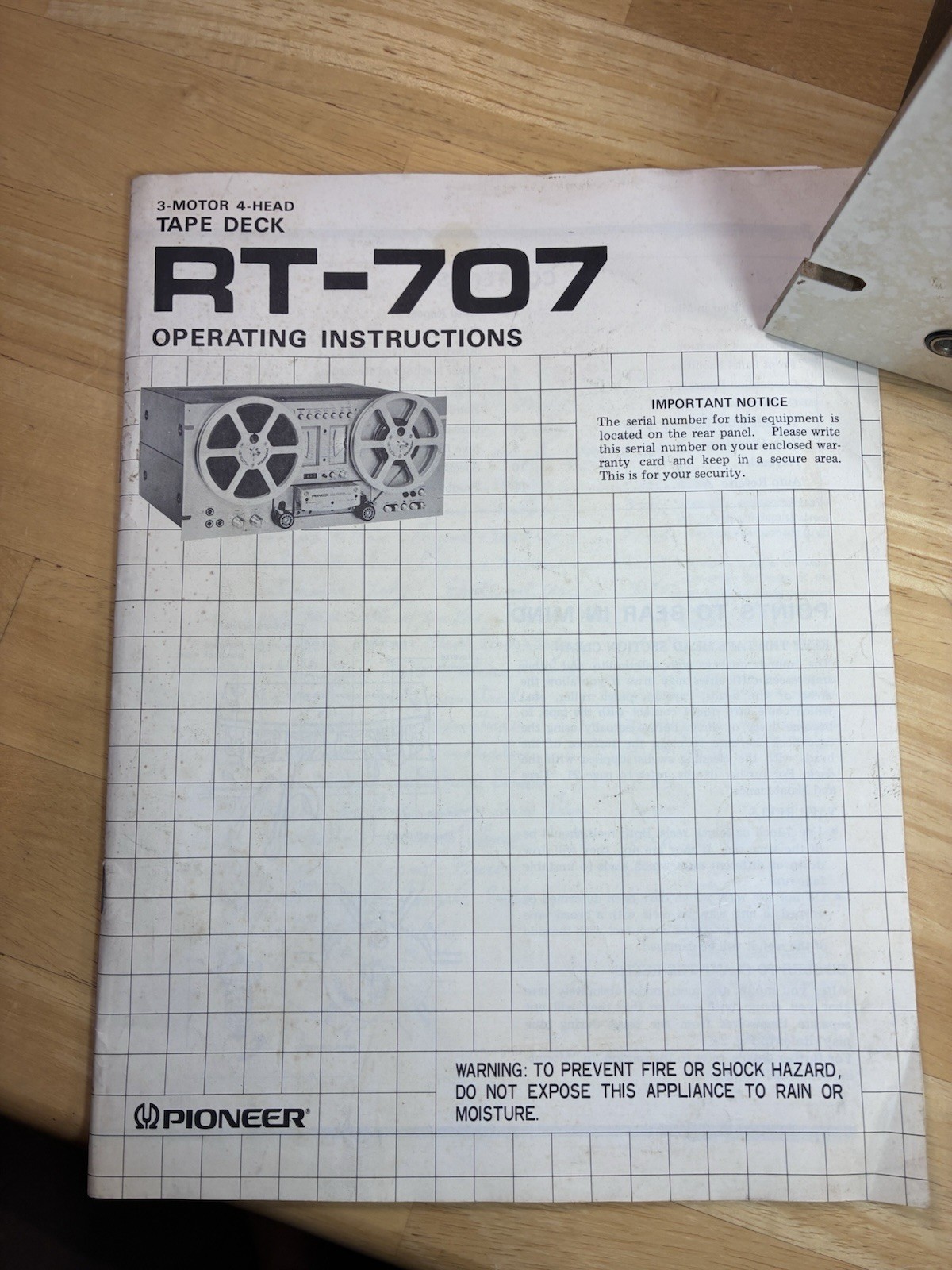 Vintage Pioneer RT-707 Reel-to-Reel Tape Deck | Tested, Comes From Smoking Home