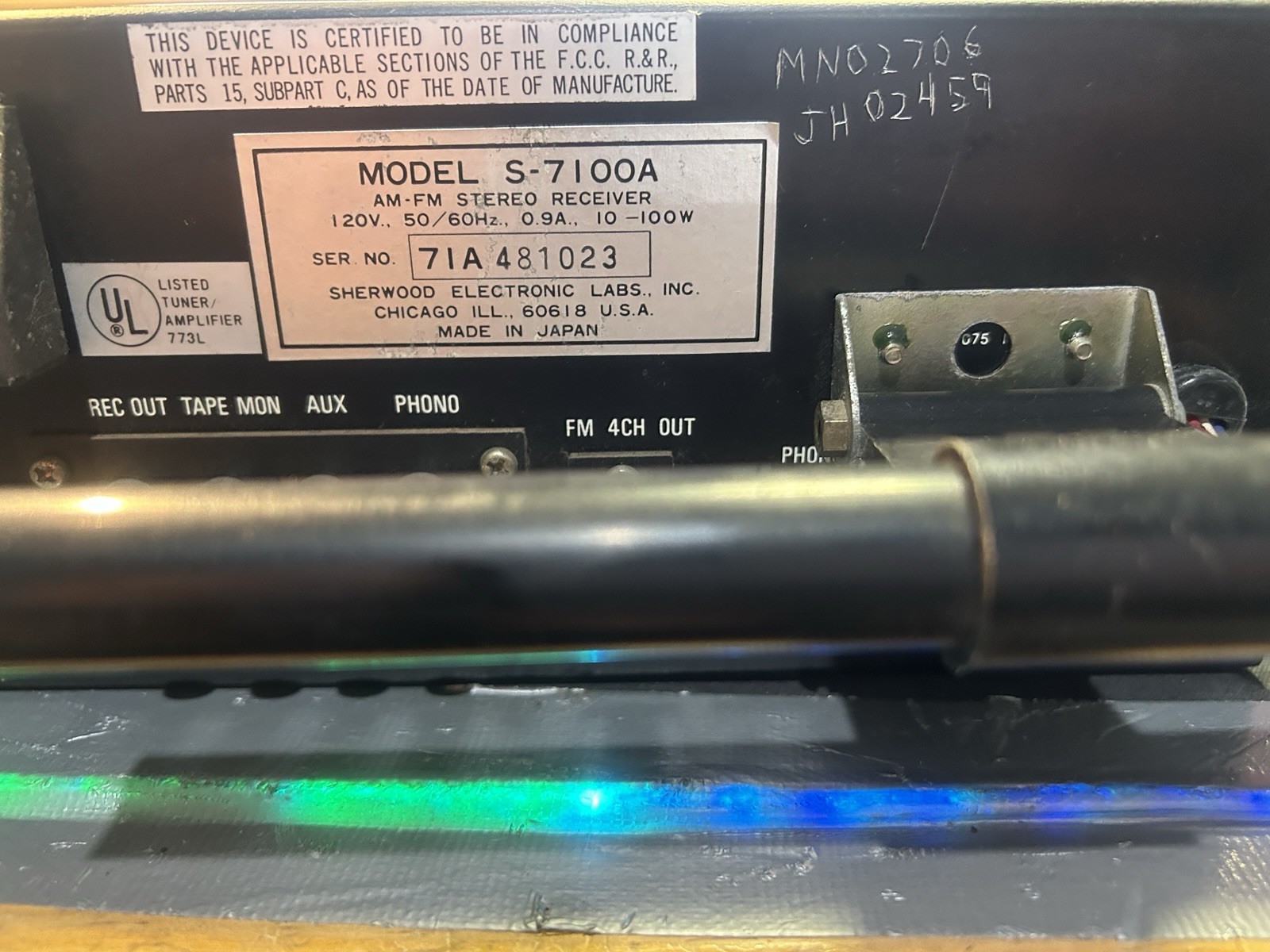 Sherwood S-7100A AM/FM Stereo Receiver – Tested – READ DESCRIPTION