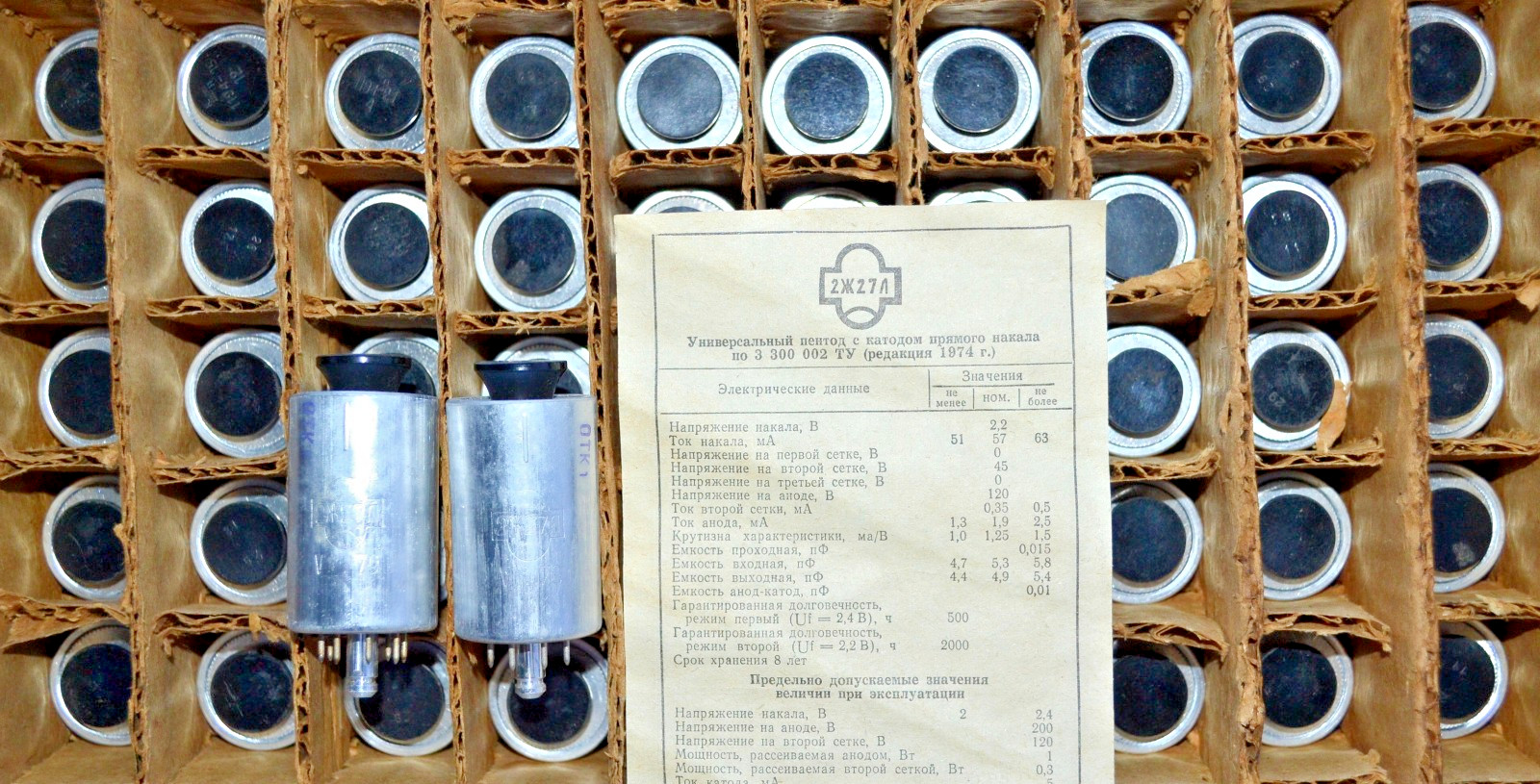 2pcs 2J27L = RV2, 4P700 HF Pentode Tube REFLECTOR Soviet 1960-80’s NEW in BOX