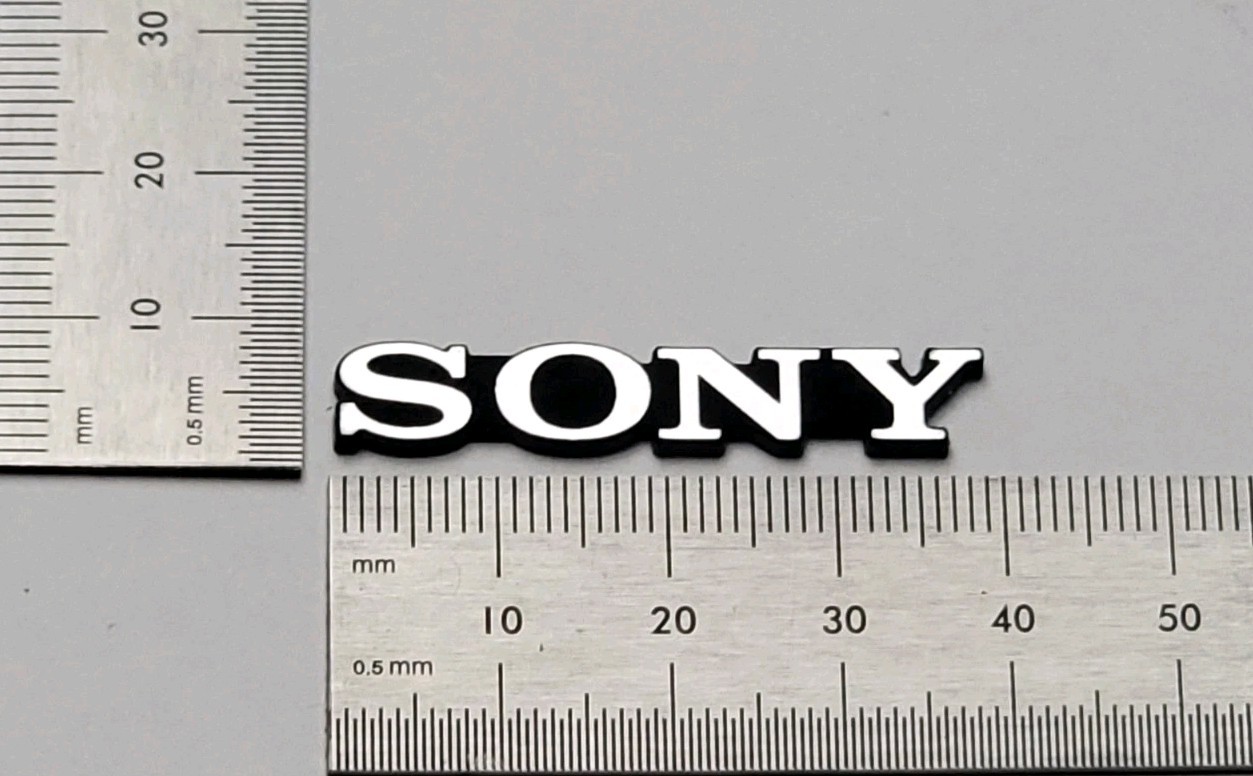 SONY Monitor Badge Logo Label 39mm Custom Incised Acrylic With Adhesive