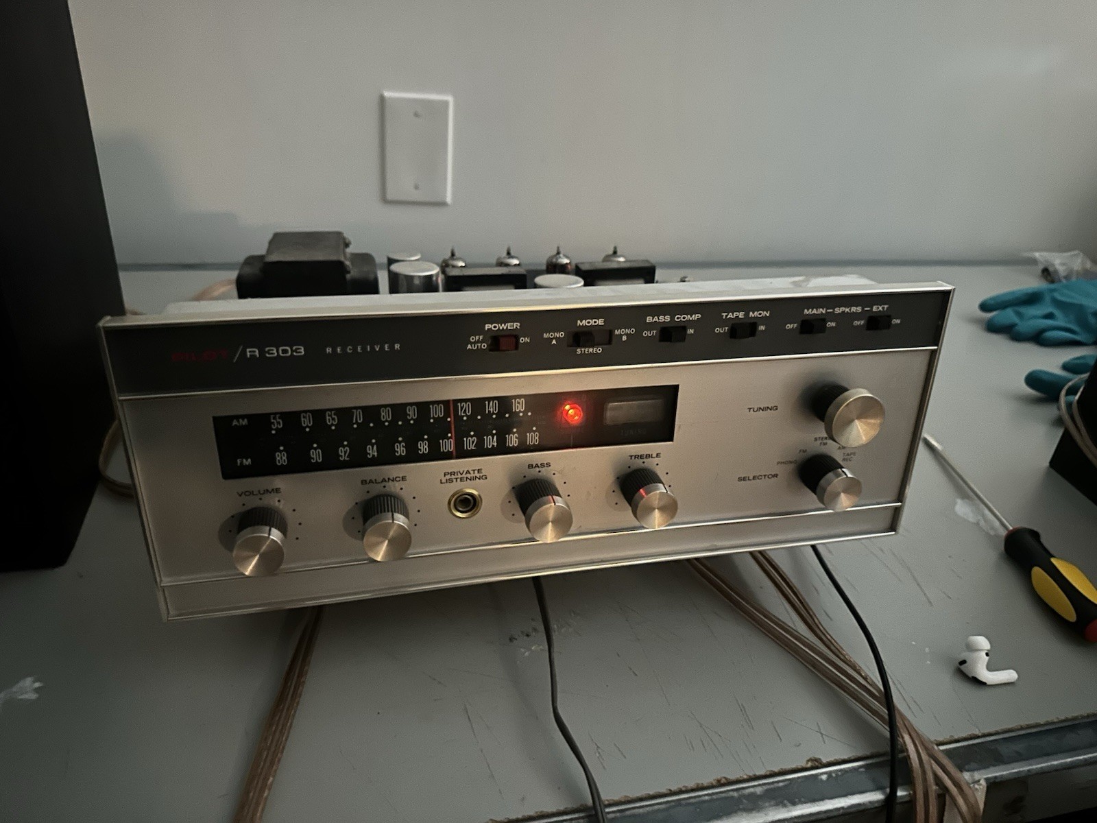 Pilot R-303 Tube Amplifier Receiver EL84 12ax7 Tubes Works/needs Service Rare!