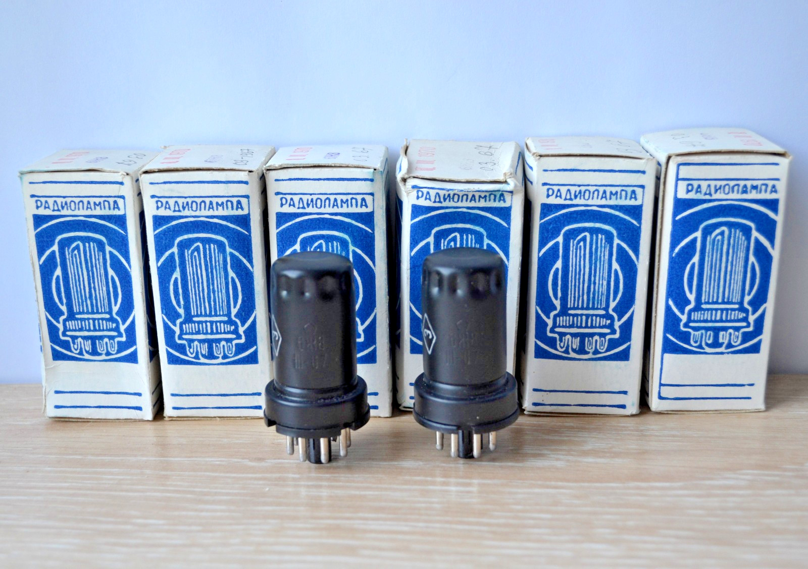 6pcs 6J8 6Ж8 = 6SJ7 HF Pentode Tube NEVZ Soviet MATCHED DATE 03/1967 NEW in BOX