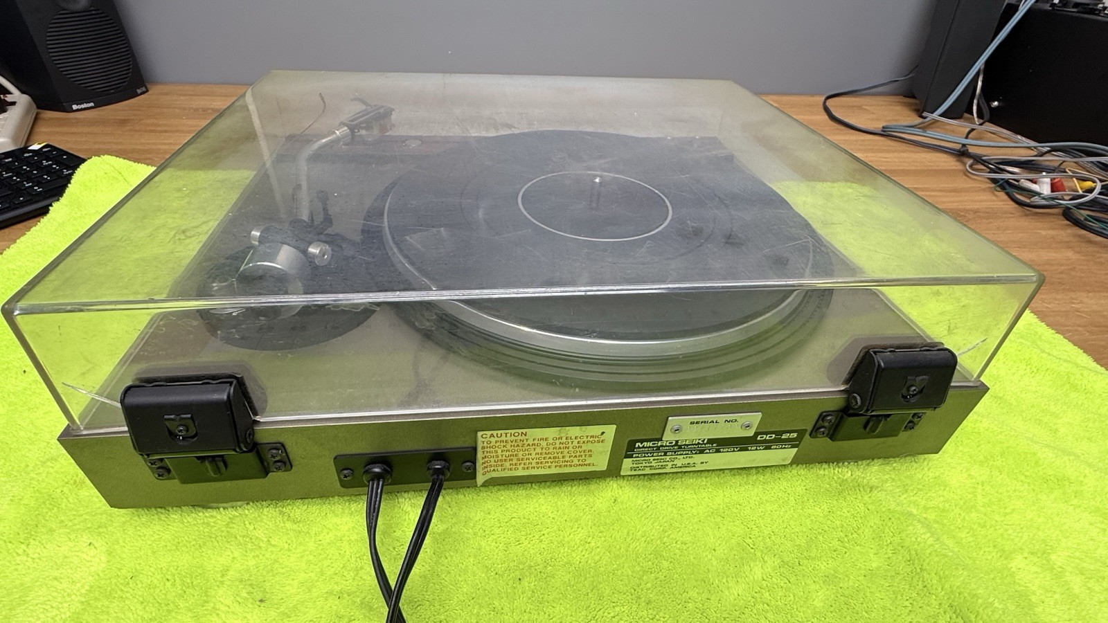 RARE Micro Seiki Direct Drive DD-25 W/ AT Cartridge Dustcover WORKS SOUNDS GREAT