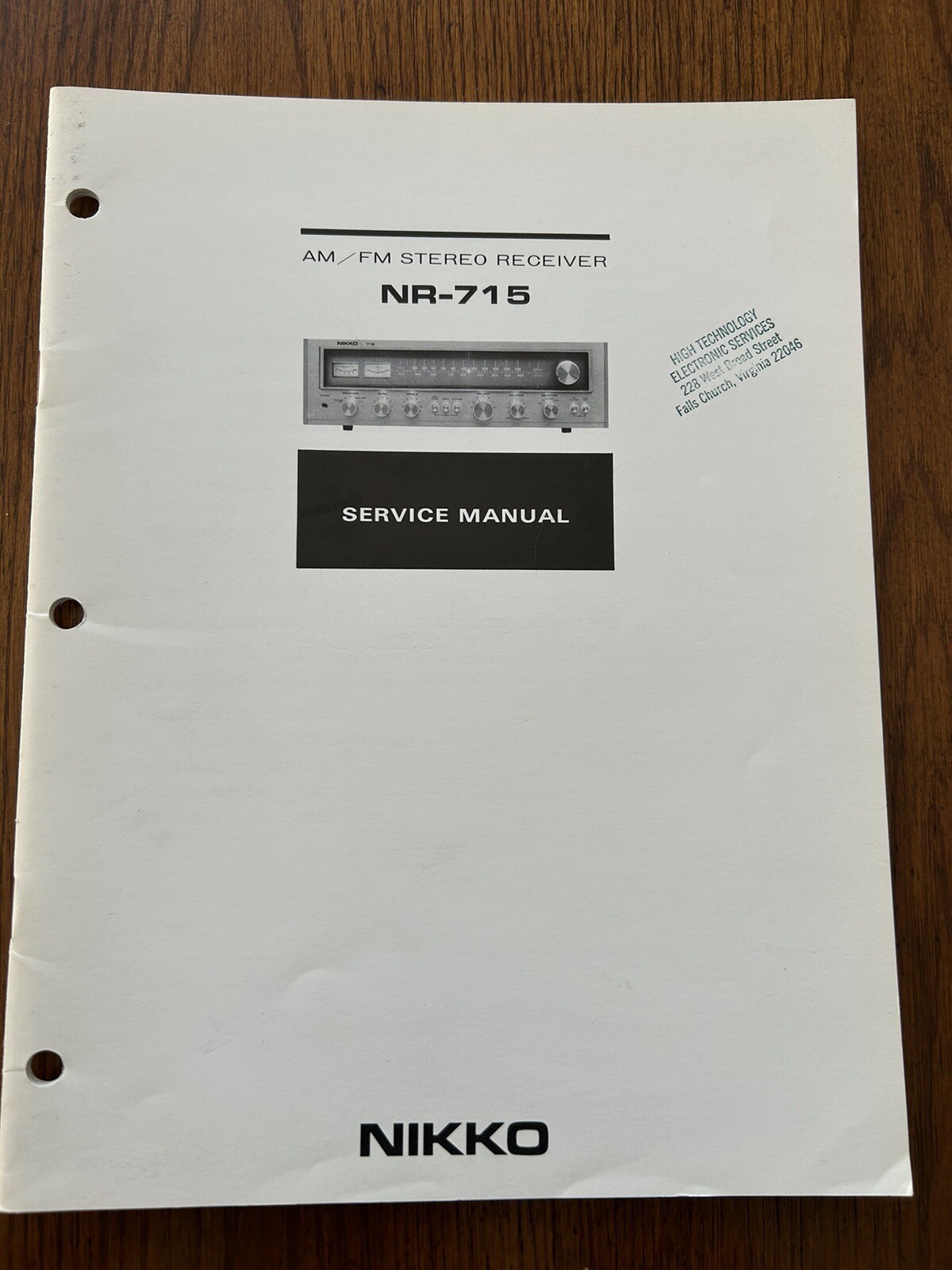 Nikko NR-715 AM/FM Stereo Receiver Service Manual Original Genuine OEM Vintage