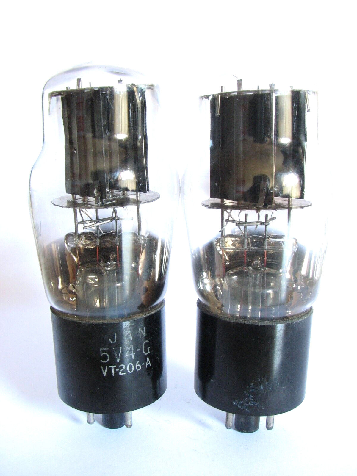 ±1943 Solid Black Plates- Matched Pair RCA 5V4G Rectifier Tubes(111/104,109/107)