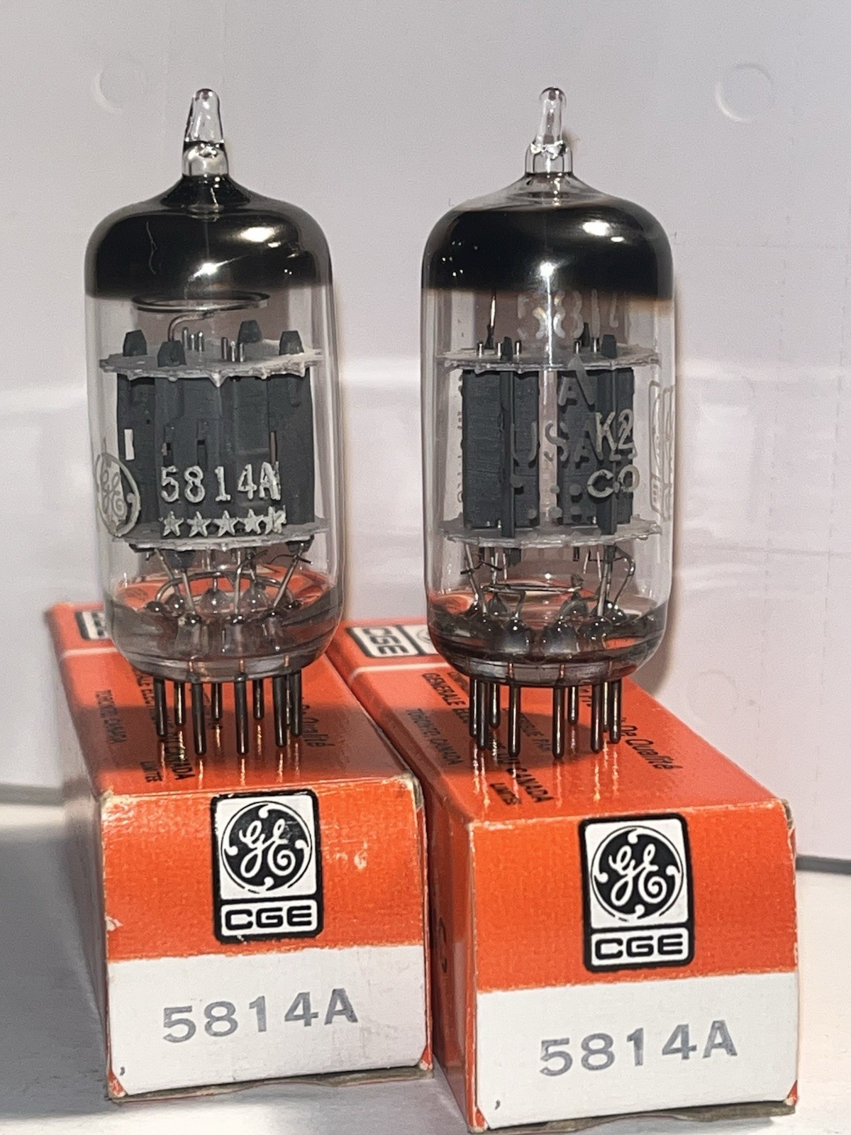Two(2) GE 5814A / 12AU7 / Vacuum Tubes – One 5 Star – Both Very Strong – Matched