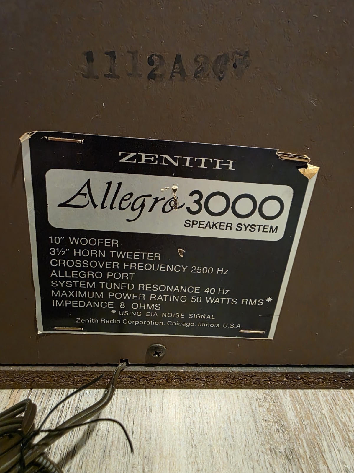 Zenith Allegro 3000 stereo speaker pair vintage 1970s excellent condition