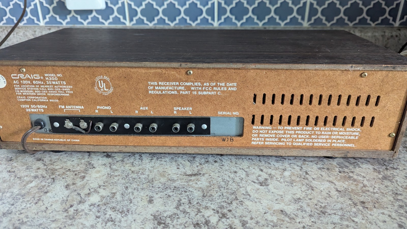 CRAIG H300 AM/FM Stereo 8-Track Receiver – Vintage – Untested- As Is *