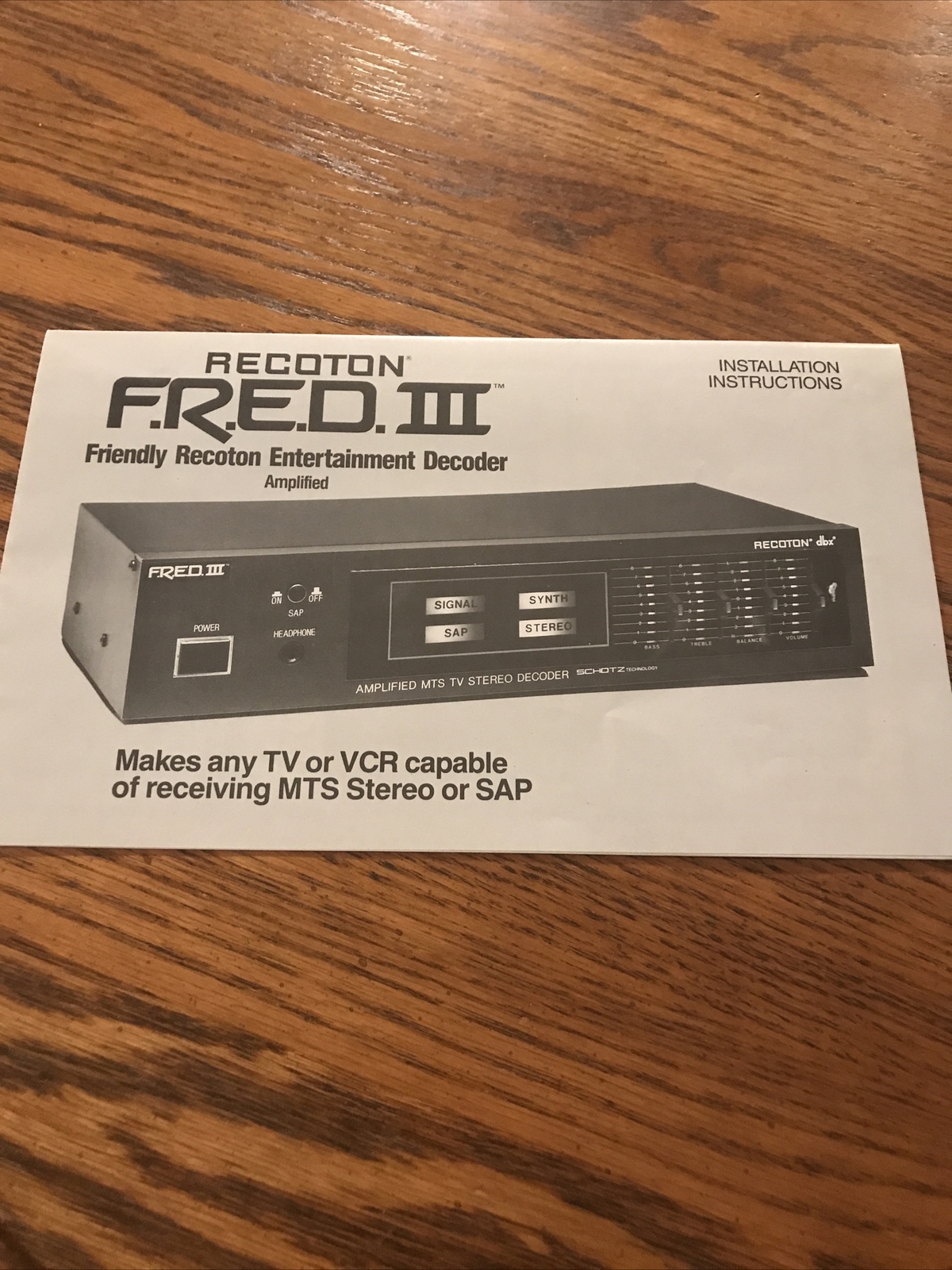 recoton f.r.e.d. 3 manual installation instructions 80s 1986