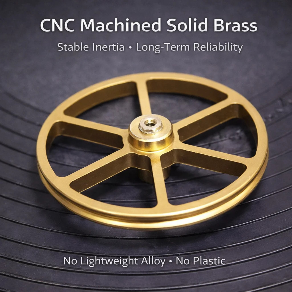 Brass Idler Wheel Drive Component for Lenco L75 / L78 Turntables, Precision Shaf