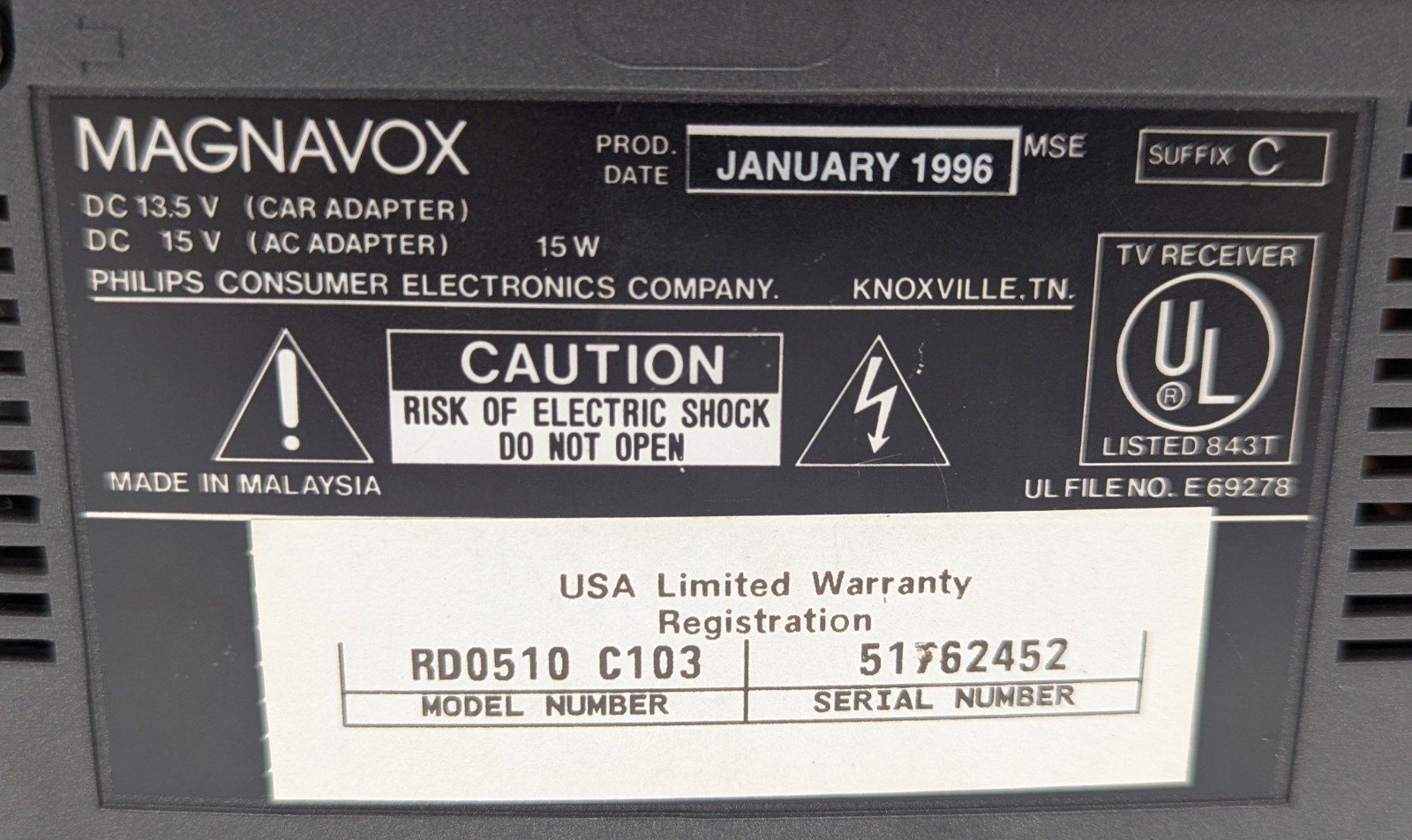 VTG Magnavox RD0510 C103 5″ Color CRT TV RCA A/V Input Retro Gaming with Adapter