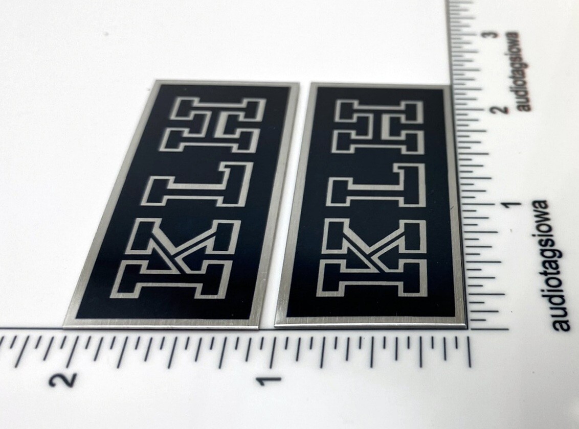 KLH Speaker Grill Badge Logo Pair Emblem Custom Made Aluminum