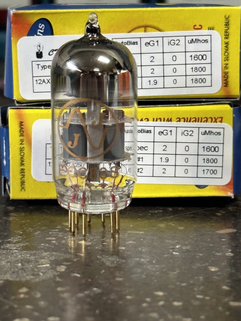 2 x Amplitrex Matched JJ Electronic ECC83S 12AX7 12AX7A Gold Pin Tubes