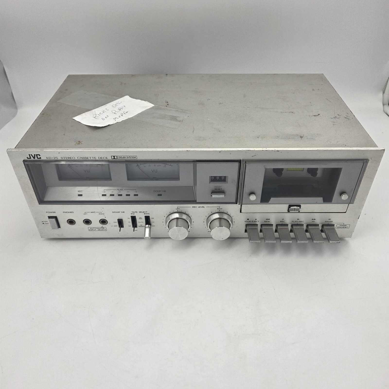 VINTAGE JVC KD-25J CASSETTE DECK DOLBY POWERS UP SELLING FOR PARTS/REPAIR AS-IS