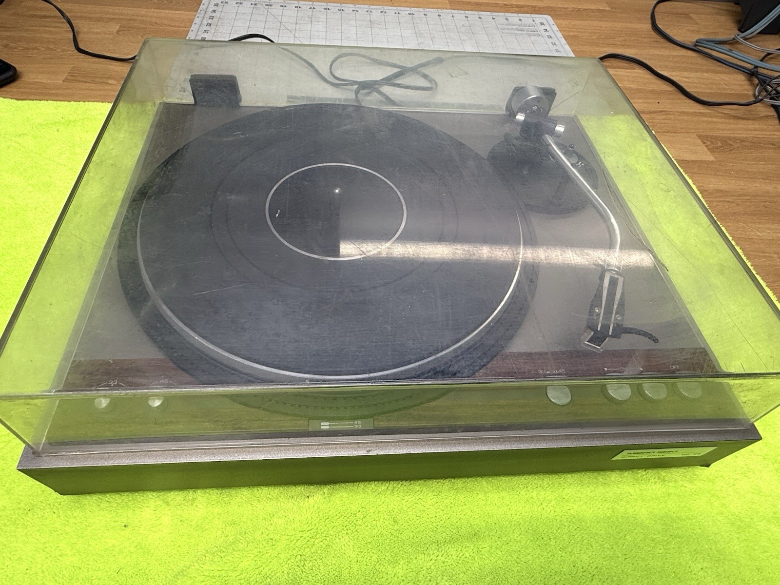 RARE Micro Seiki Direct Drive DD-25 W/ AT Cartridge Dustcover WORKS SOUNDS GREAT