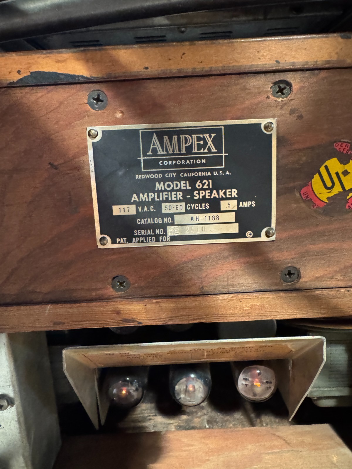 Pair of Vintage Ampex 621 Tube Amplifier /Speaker s AH1188 – Sound Great