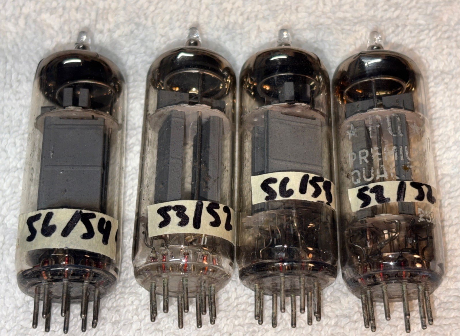 4- Amperex 7119 / E182CC Vacuum Tubes TV7 Tested Strong Closley Matched Quad