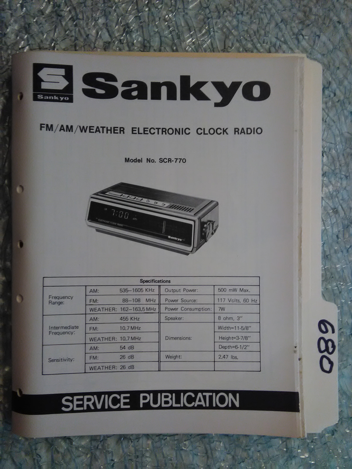 Sankyo scr-770 service manual original repair book am/fm digital clock radio