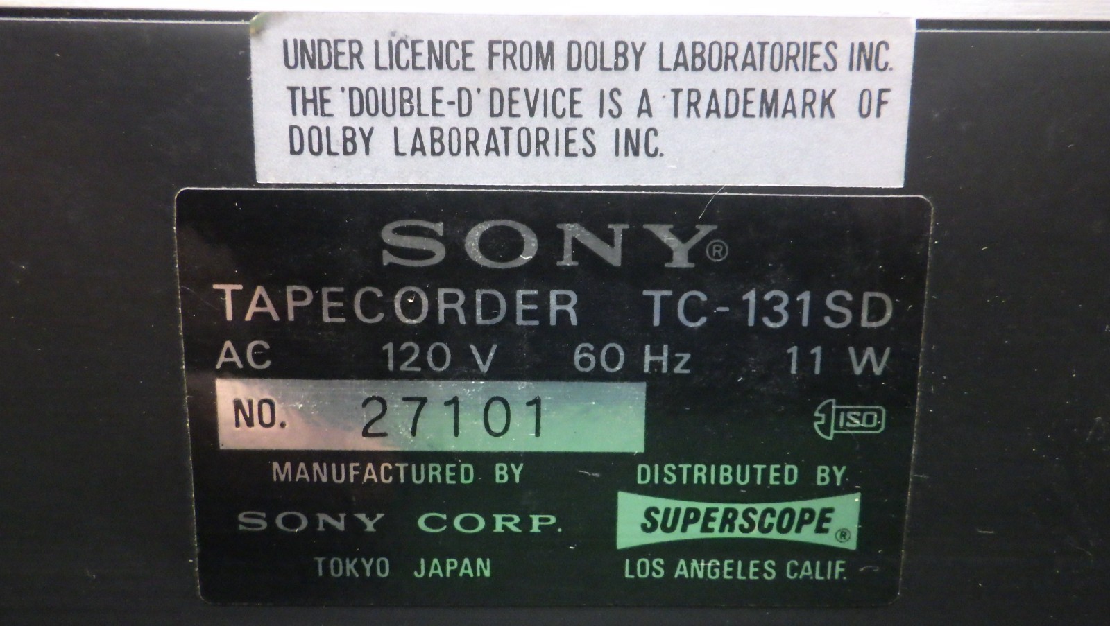 Sony TC-131SD Vintage Tape Deck w/Woodgrain-Aluminum Case