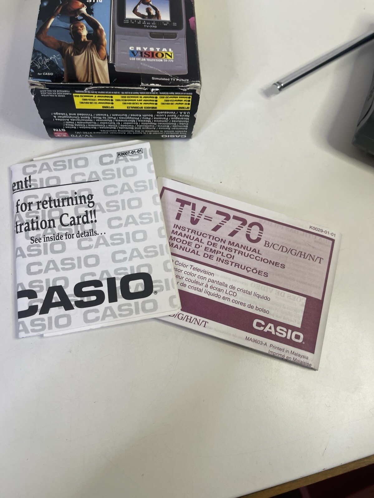 Casio Crystal Vision Handheld Color TV-770 Portable Television Vintage-F50