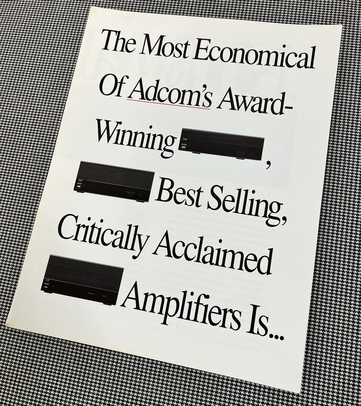 ADCOM GFA-535 II ORIGINAL ADVERTISEMENT ARTICLE & SPECIFICATIONS BROCHURE J01169