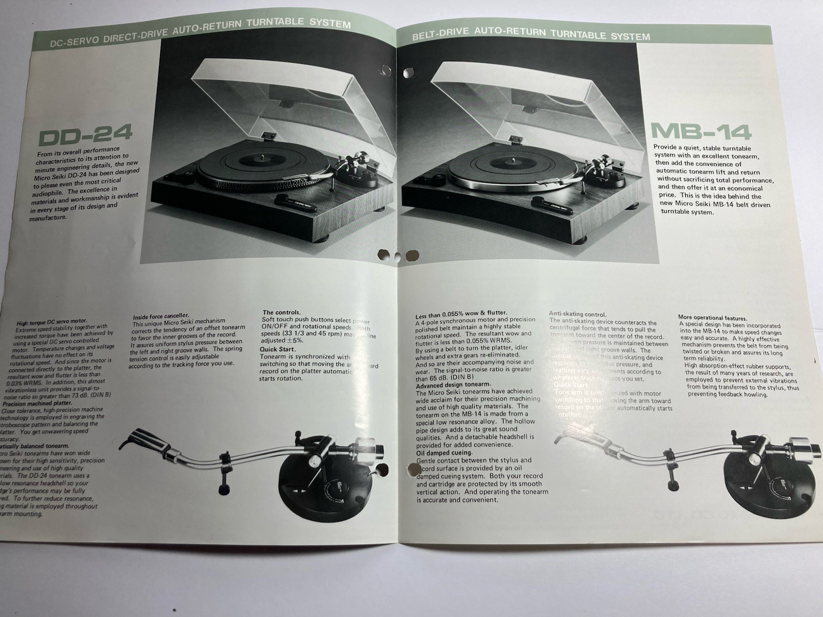 Micro Seiki Auto-Return Turntable System DD-24/MB-14 Brochure Only