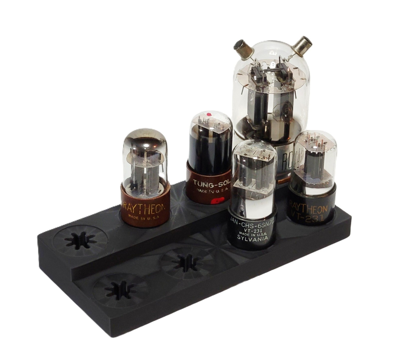 Vacuum Tube Display Stand for Eight (8) Octal sockets 6SN7, 6L6, 6SL7, 6V6, KT88