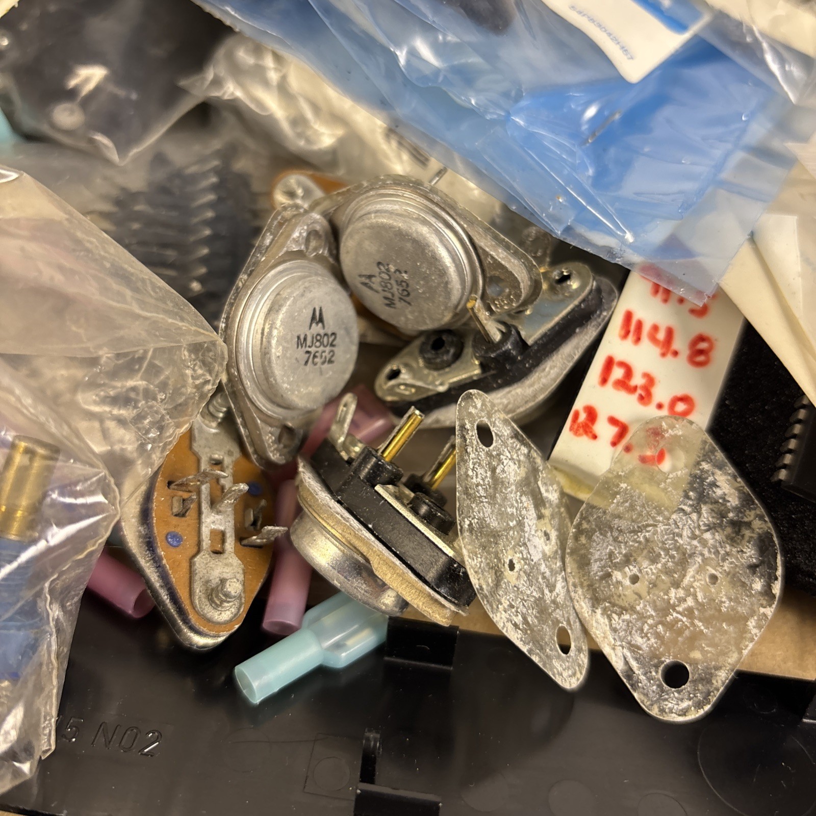 Large Lot of VTG Electronic Parts Meters, Pots, ICs, Transistors, Motorola