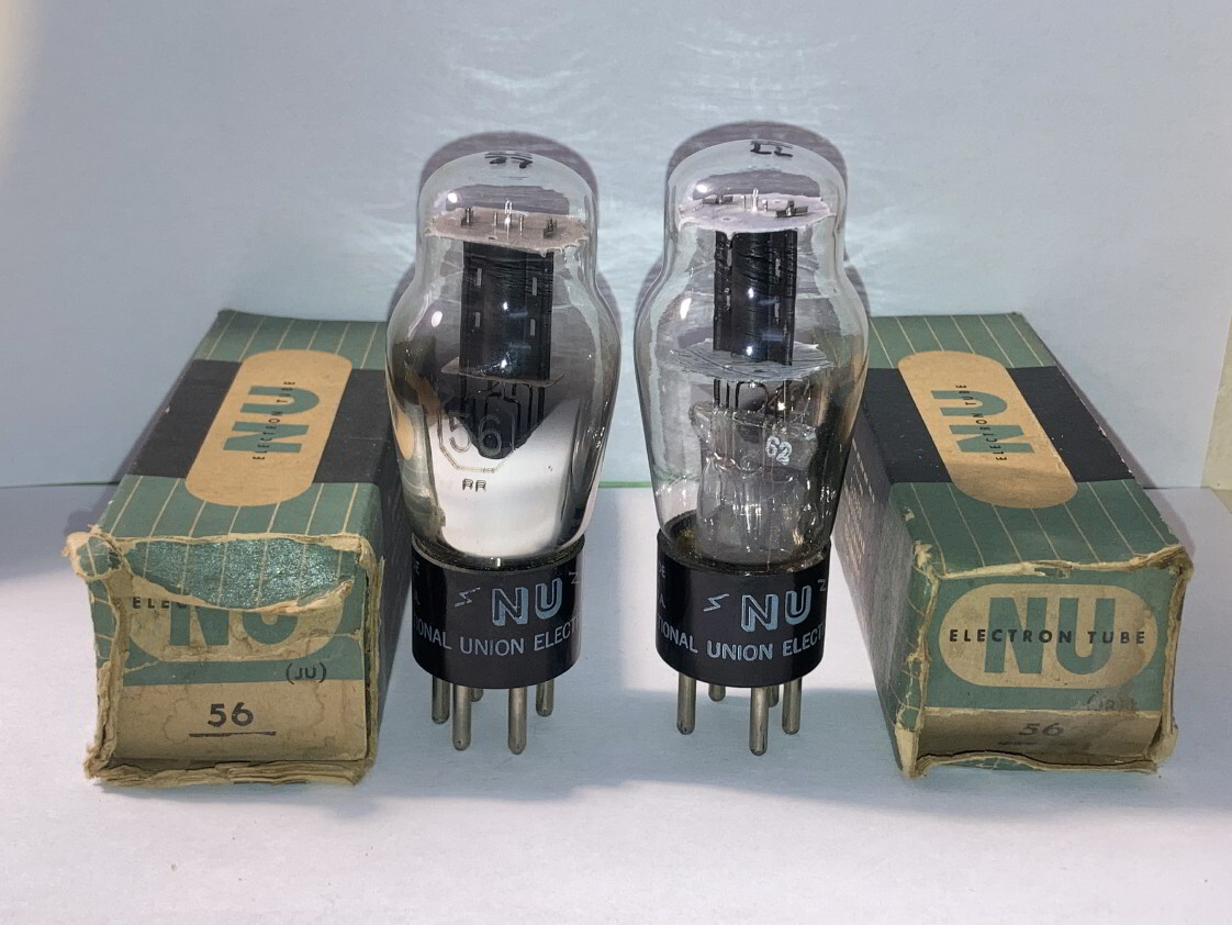 National Union 56 Tubes, Matched Pair, Tested, NOS/NIB, 1940’s
