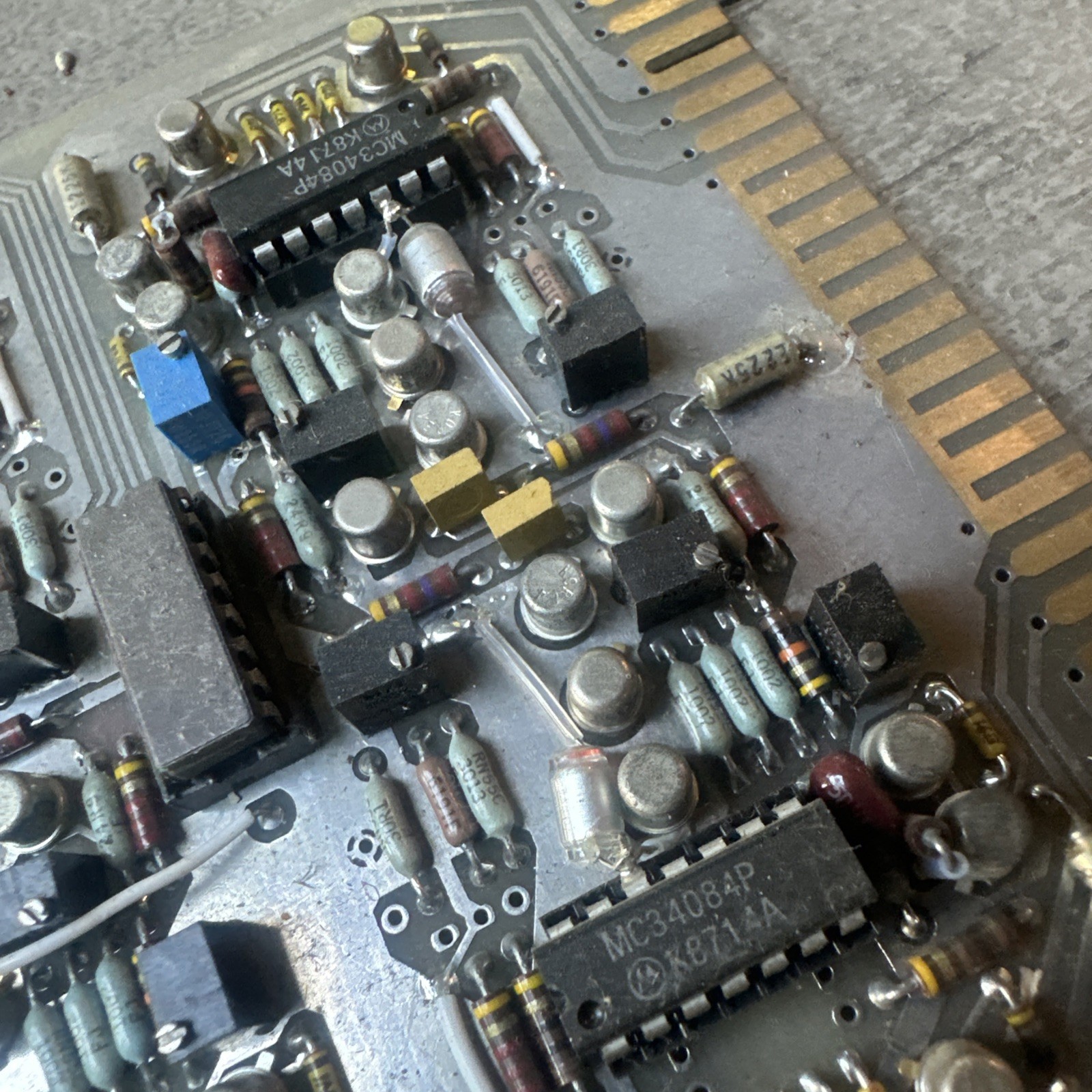 Vintage Quad Op-Amp Analog Circuit Board 4x Motorola MC34084P Gold Edge !!!